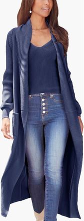 Lascana Womens Long Knit Cardigan in Deep Blue at Nordstrom, Size 6