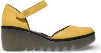 FLY London dames sandalen met sleehak, model BISO305FLY, van su&egrave;de leer, geel