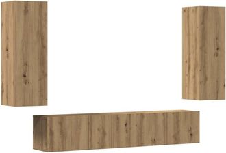 vidaXL Vidaxl - Muebles de tv de pared 4 uds madera ingeniería roble artesanal