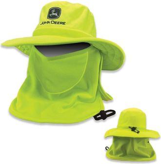 John Deere Bucket Hat Removable Neck Cover and Mask, Hi Vis, One size