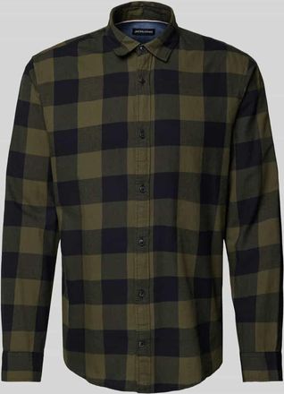 Jack & Jones Jack & Jones Freizeithemd mit Knopfleiste Modell GINGHAM in Oliv, Größe XL