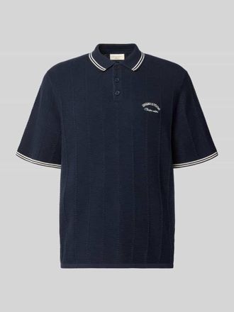 Jack & Jones Regular Fit Poloshirt in Strick-Optik Modell Menton in Marine, Gr&ouml;&szlig;e XXL