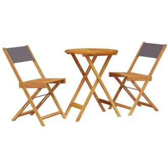 vidaXL Juego De Bistro De 3 Piezas Tela Y Madera Maciza Antracita Vidaxl