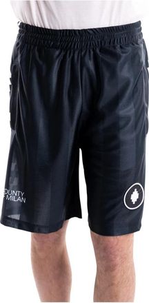 Marcelo Burlon Bermuda Soccer - Heren - Korte Broeken - Zwart - S - Polyester - Korte Broeken
