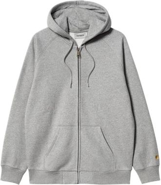 Carhartt Work in Progress Grijze Hooded Chase Jas - Heren - Vesten met rits - Grijs - L - Hoodies & sweatvesten