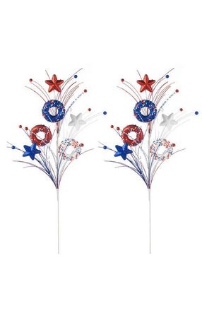Glitzhome Set of 2 28H Patriotic Americana Stars & Donuts Picks in Blue at Nordstrom, Size Medium
