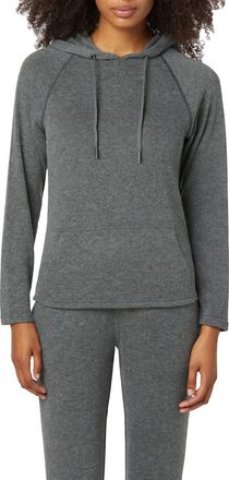 Hudson Raglan Sleeve Heathered 90S Hoodie In Charcoal Heather