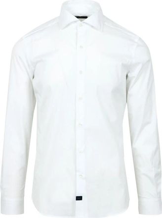 Fay Stretch overhemd met Franse kraag - Heren - Zakelijke Overhemden - Wit - XL - Katoen - Overhemden
