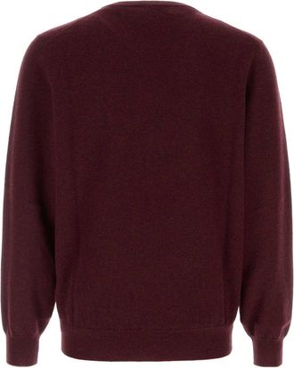 Brunello Cucinelli Mens Melange Burgundy Cashmere Sweater Borgogna+grigio Exterior: Maglieria