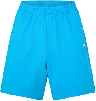 Balenciaga Casual Shorts, male, Blue, Size: S Political Campaign Logo Shorts