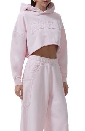 AFRM Darius Crop Cotton Hoodie in Mauve Morn at Nordstrom Rack, Size X-Small