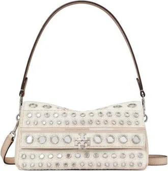 Tory Burch Small Charlie Embellished Shoulder Bag in New Ivory at Nordstrom