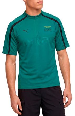 Puma x AMF1 Lifestyle Short Sleeve Quarter Zip Jersey in Green Lux at Nordstrom, Size Xx-Large