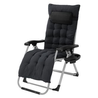 ECD Germany Tumbona plegable negra sill&oacute;n con coj&iacute;n cervical silla ajustable