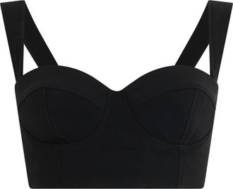 Moschino Tops, Dames, Zwart, S, Cropped Top met hartvormige halslijn