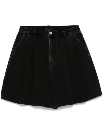 Sport b. pleated denim shorts - Black