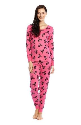 Leveret Womens Cotton Matching Family Halloween Pajamas in Pink Skulls at Nordstrom, Size X-Large