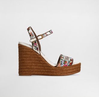 Dolce & Gabbana Nappa Leather Wedge Sandals With Embroidery - Woman Sandals And Wedges White 39