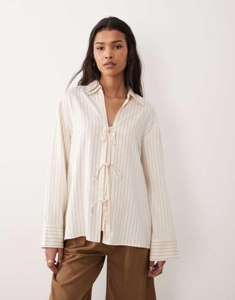 Nobody's Child Binky - Camicia allacciata sul davanti color panna in coordinato-Bianco