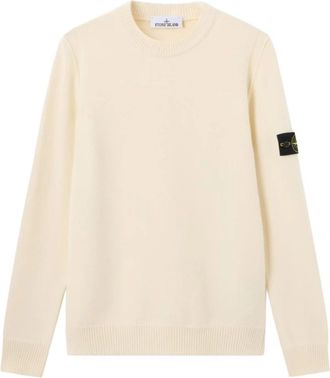Stone Island Crew Neck Sweater - Heren - Ronde hals truien - Beige - 2XL - Wol - Truien & Vesten