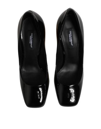 Dolce & Gabbana Womens Patent Leather With Logo Pump Black