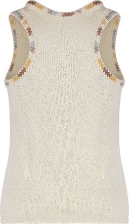 Kristina Ti Womens Cotton Knitted Sleeveless Top White Vests & Tank Tops