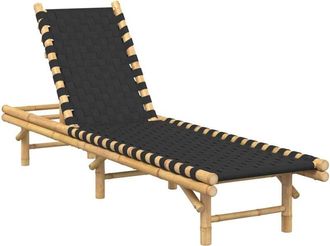 vidaXL Vidaxl - Sun Lounger with Black Woven Webbing 55x200x30 cm Bamboo