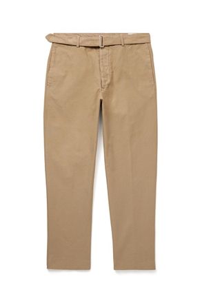 Officine Générale Tapered Belted Garment-Dyed Cotton-Twill Trousers