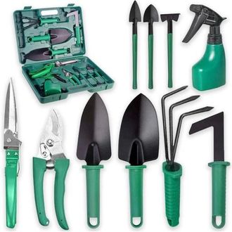 OEM Juego De Herramientas De Jardiner&iacute;a 10 En 1: Pala, Rastrillo, Azada, Garra, Tijeras De Podar