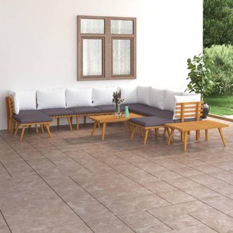 vidaXL Juego Muebles De Jard&iacute;n Y Cojines 12 Pzas Madera Maciza Acacia Vidaxl