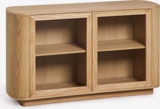 Sklum Aparador Rectangular 130x40 Cm En Mdf Y Cristal Templado Walia Sklum