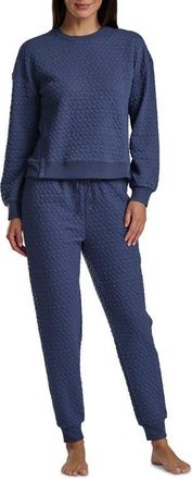 Splendid Heart Stitched Pullover & Jogger Pajamas in Navy Quilted Heart at Nordstrom, Size X-Large