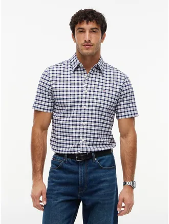 Tommy Hilfiger Mens Regular Fit Check Oxford Shirt - Preppy Navy - XXXL