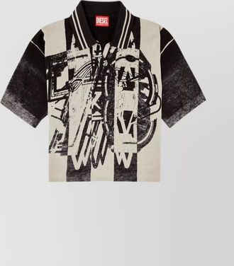 Diesel graphic print polo collar short sleeve sweater