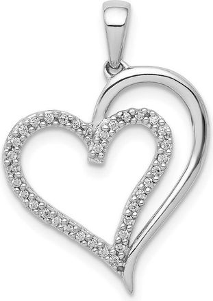 Diamond2Deal 14k White Gold 1/10 carat Diamond Heart Pendant