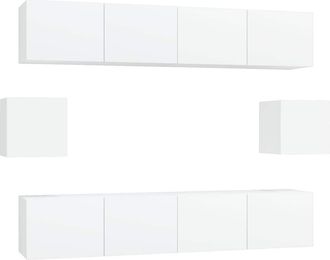 vidaXL Vidaxl - Set De Muebles Para Tv 6 Piezas Madera Contrachapada Blanco