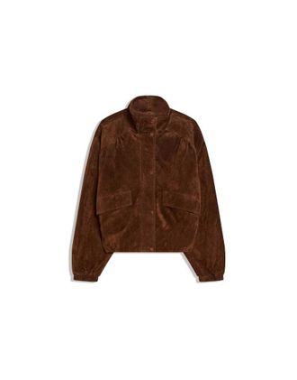 Bershka Giacca in pelle marrone con tasche