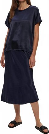 Michael Stars Flow Satin Tee In Nocturnal