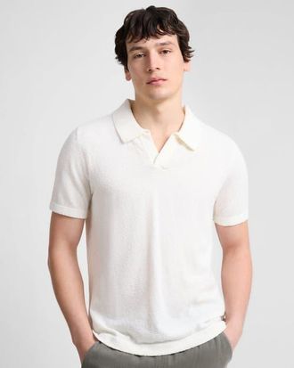 Onia Boucle Knit Johnny Polo in Egret at Nordstrom, Size X-Large