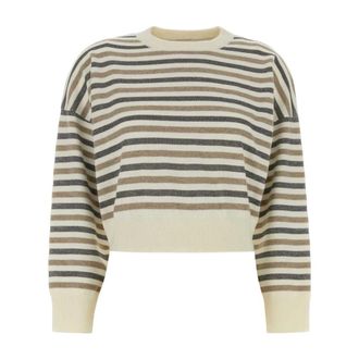 Brunello Cucinelli Jersey de Raya - Knitwear - Mujer - Beige - XS