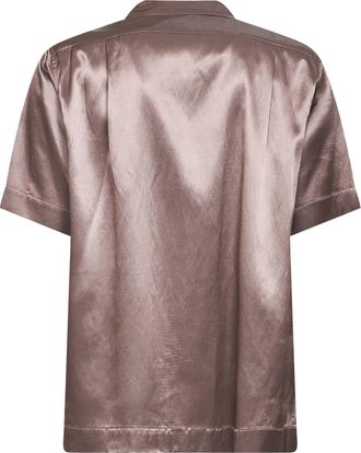 Dries Van Noten Mens Bowling Shirt With Firework Sequin Embellishment, Old Rose Pink Cupro