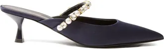 Stella McCartney Navy Blue Pearl Crystal Mules