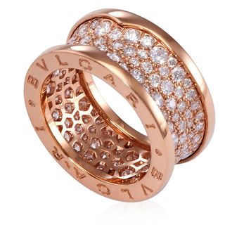 Bulgari A Bvlgari B.Zero1 18K Pink Gold Pave Diamond Ring, Size 55 (US 7.25)