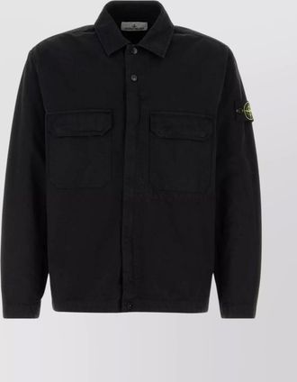 Stone Island canvas shirt with long sleeves and pockets