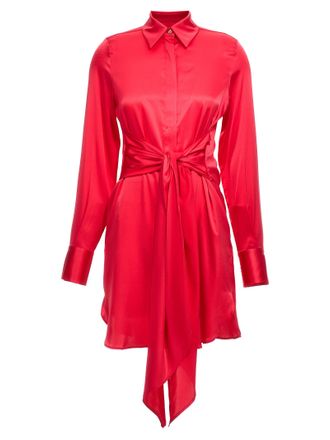 Le Twins Fuchsia Silk Short Womens Dress