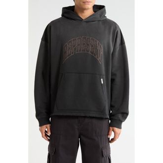 Represent Beaded Logo Cotton Hoodie in Stained Black at Nordstrom, Size Xx-Large