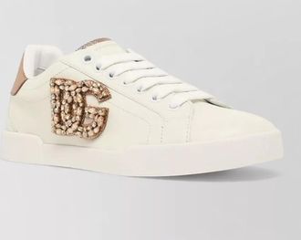 Dolce & Gabbana leather crystal embellished low-top sneakers
