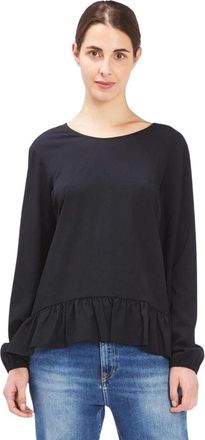 Gas Elegante en Stijlvolle Long Sleeve Tee - Dames - Blouses - Zwart - M - Polyester - Overhemden