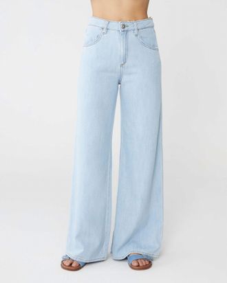 Shaft Five Ob Japan Denim Wide Leg Jeans In Stone Bleach