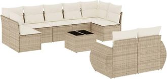vidaXL Juego De Sof&aacute;s Jard&iacute;n Con Cojines Beige 10 Pzas Rat&aacute;n Sint&eacute;tico Vidaxl